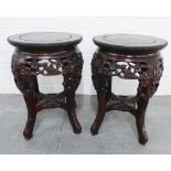 Pair of hardwood chinoiserie tables / stools, 33 x 46 (2)