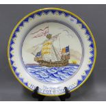 Poole Pottery 'The Ship of Harry Paye Poole 1400' charger, circa 1935, ship drawn by Arthur