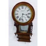 Birkett Keswick burr walnut wall clock, a.f. 34 x 75cm