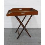 Late 19th / early 20th century mahogany butler's tray on stand, 75 x 86 x 48cm (2)