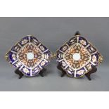 Pair of Royal Crown Derby lozenge shape Imari dishes, pattern 8731 (2) (one a/f) 30cm long