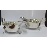 A pair of George VI silver sauceboats, Viners, Sheffield 1938, (2)