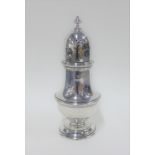 George VI silver sugar castor, of typical baluster form, the top pierced with a finial, London 1937,