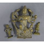 Three 19th century brass Hindu statues, tallest 10cm (3)