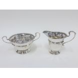 George VI silver sugar bowl and cream jug, Birmingham 1939 (2)