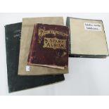 Two stamp albums , a collection of bank notes to include South Africa and France and a WWI Cartons