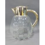 Clear glass and Epns mounted water jug, with detachable ice compartment, 26cm