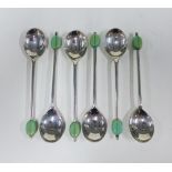 Set of six silver coffee bean handled spoons, Sheffield 1933 (6)