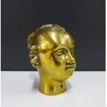 Eastern brass head, with ponytail hair, hollow base, 10cm