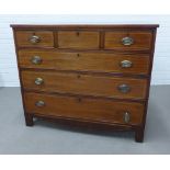 19th century mahogany chest, with boxwood stringing, three short drawers and three graduating long