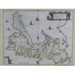 Skia vel Skiana, Johannes Blaue, coloured map, by Timothy Pont, framed under glass, with text verso,