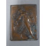 George Halliday bronze plaque, with an Art Nouveau Maiden pattern, 7 x 10cm