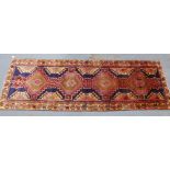 Persian runner with hooked medallions, 320 x 105cm