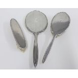 George VI silver backed dressing table brush set, comprising mirror, hair brush and clothes brush,