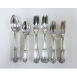 Part suite of silver plated flatware, stamped Metal Blanc, BL 84 (34)