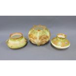 Royal Worcester blush ivory sugar bowl, bamboo moulded pattern 1106, Royal Worcester leaf moulded