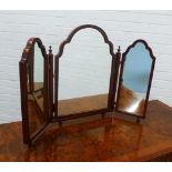 Modern Queen Anne style triple dressing table mirror, 58 x 84cm