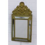 Dutch style brass wall mirror, 34 x 63cm