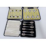 A cased set of six silver coffee bean handled spoons, Birmingham 1927, cased set of six Mappin &