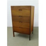 Retro teak chest with five long drawers, 108 x 63 x 51cm