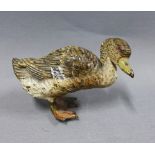 Cold painted bronze duck, 11cm long