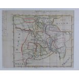 Reproduction coloured map of Bengal divided into its Provinces, framed under glass, 36 x 29cm