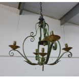 Four branch painted metal light fitting, 48 x 56cm