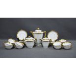 Limoges 12 place porcelain teaset, white glazed with gilded rims (27)