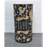 Famille noire chinoiserie umbrella / stick stand, 23 x 46cm