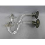 Pair of wall lights with scrolling glass arms and sconce, 42cm long (2)