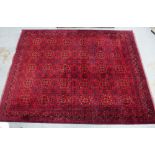 Khanmohamadi carpet, red field with five rows of six flowerhead motifs, 394 x 294