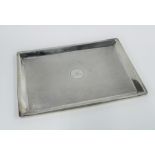 Asprey silver dressing table tray, London 1928, of rectangular form with engine turned pattern and