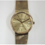 Gents Jean Renet 9ct gold cased wristwatch on a 9ct gold bracelet strap (a/f)