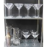 Jasper Conran Stuart Crystal Aura pattern set of twelve martini glasses, a pair of matching tall