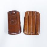 Two brown leather cigar cases (2)