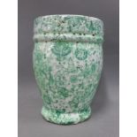 French late 18th / early 19th century apothecary jar with green and white glazed pattern, 19cm