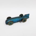 Vintage tin plate model of a car and driver, 20cm long