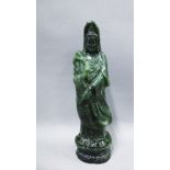 Guanyin, a carved jadeite figure, 29cm