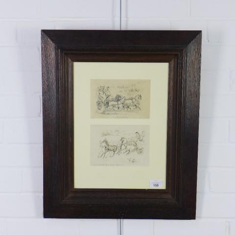 John Leech (1817 - 1864) two ink drawings inscribed 'Racing the Mail' and 'Down the hill on a frosty - Image 4 of 4