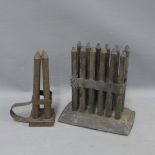 19th century toleware candle moulds, 27cm tall (2)