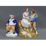 Victorian Staffordshire figure group of Paul and Virginia, together with another, 22cm (2)