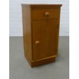 Vintage Meredew light oak cabinet, single drawer above cupboard door. 66 x 33 x 32.