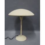 Cream metal table lamp base and shade, 34cm