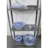 Quantity of Staffordshire blue and white transfer printed pottery (a lot) (a/f)