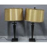 Pair of modern table lamp bases and shades, (2) 46cm excluding fittings