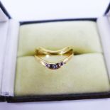18ct gold wishbone wedding band, Edinburgh 1951, together with an 18ct gold wishbone ring set with