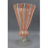 Venetian latticinio glass with orange spirals, 19cm