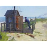 Michael Hanhart, 'The Lookout', oil on board, signed with initials, framed, 29 x 22cm