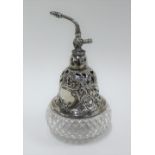 Victorian silver mounted glass atomiser, London 1896, 16.5cm