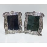 Pair of silver Art Nouveau style photograph frames, with stylised tendrils and birds, Birmingham